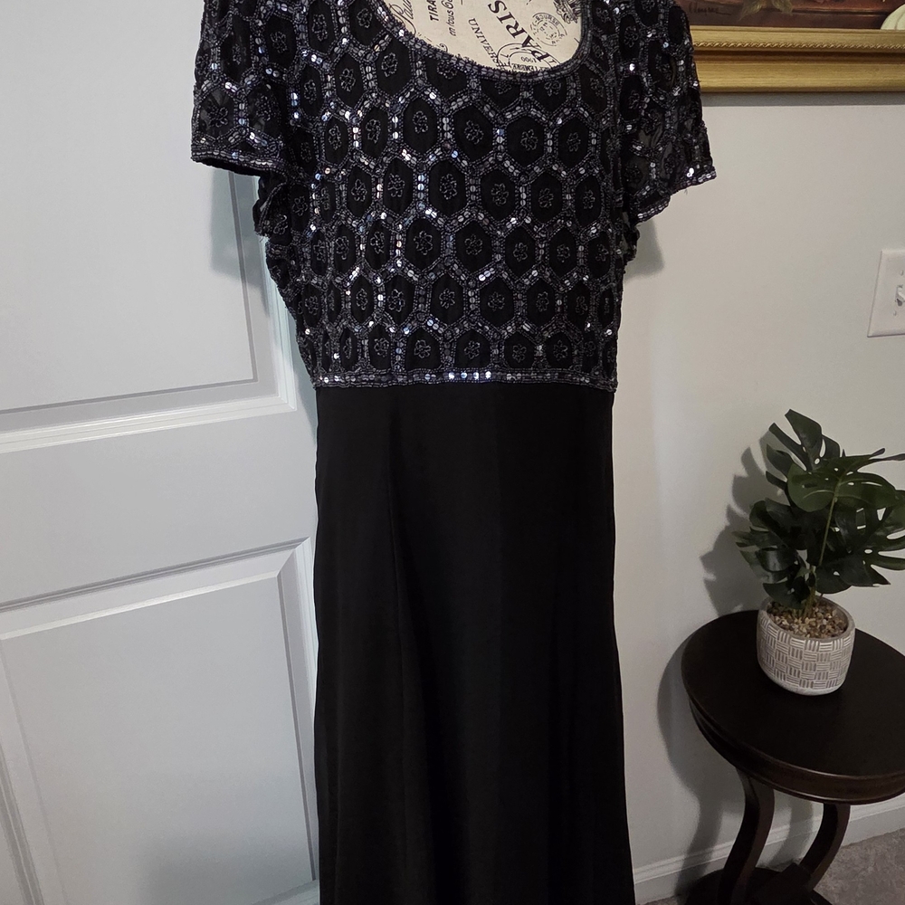 Black Sequin Bodice Vintage Evening Gown